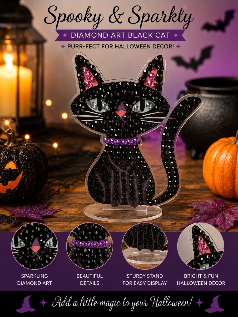 Diamond Art Black Cat Decor - Sealed